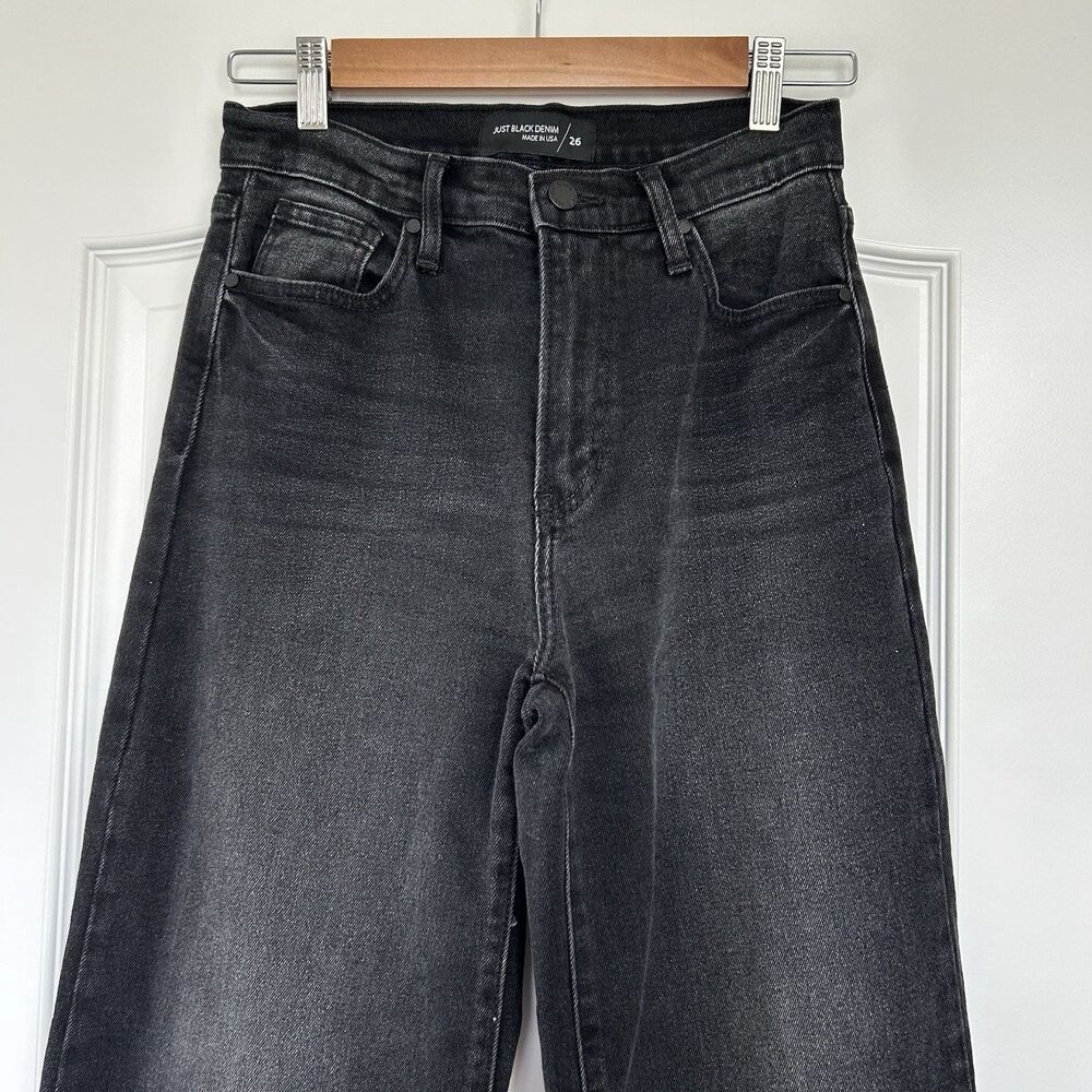 Just Black Denim Jeans Womens 26 Black Wide Leg Relaxed Stretch Made In USA